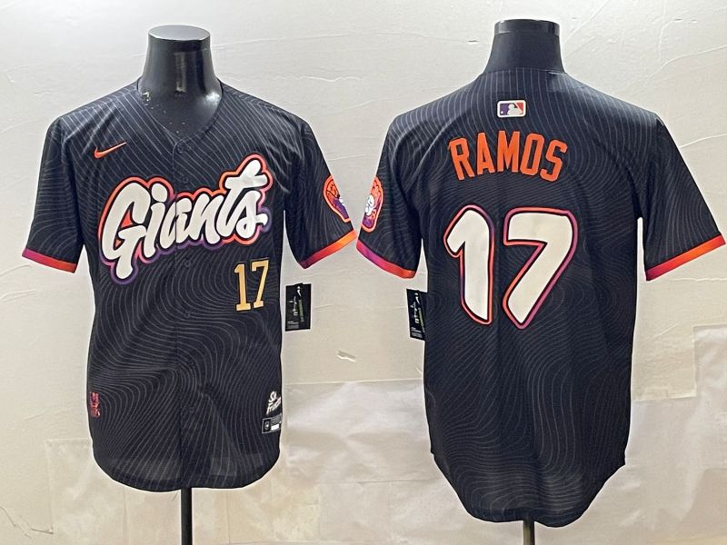 Men San Francisco Giants #17 Ramos Black Joint Name Nike 2025 MLB Jersey style 5->women mlb jersey->Women Jersey